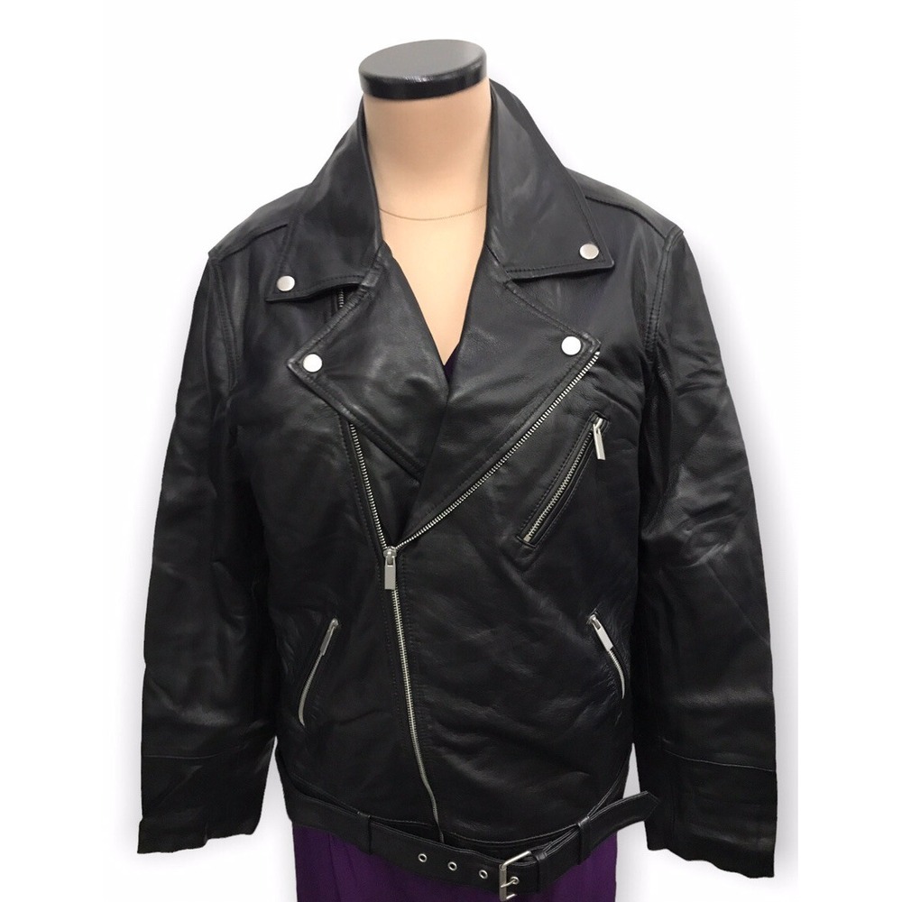 Topman Real Leather Biker Jacket in Black-New with Tags Size Medium